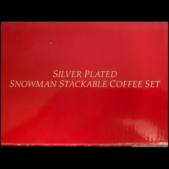 Vintage New Godinger Holiday Collection 4 Piece Silver Plated Snowman Coffee Set - Picture 2 of 2